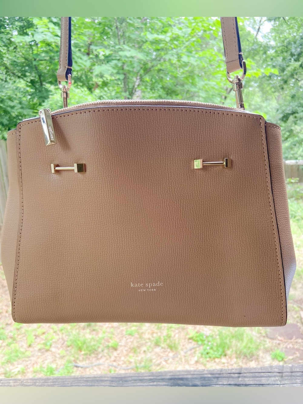 Kate Spade Sydney Double Zip Satchel Crossbody Fawn Corporate Chic Quiet Luxury